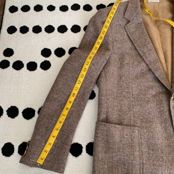 Brioni Vintage Tweed Blazer Sport Coat Mens 46 Brown Wool Metal Buttons Jacket - Picture 15 of 16